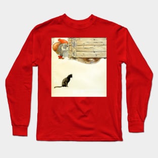 Christmas Nisse and Cat - John Bauer Long Sleeve T-Shirt